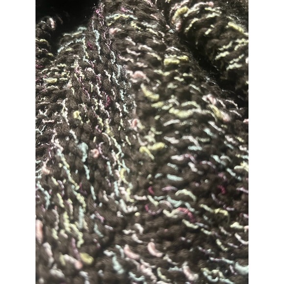 BCBGMAXAZRIA Cardigan Sweater Caitlin Brown Multi Colored Ruffled Edges Size MED - Picture 2 of 9